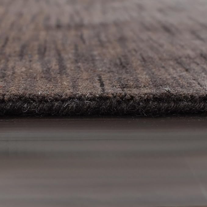 Hand Knotted Loom Wool ECO-Friendly Area Rugs - 6'x6', Octagon, Brown Color, Solid Plain Design, High Pile Thick Handmade Anti Skid Area Rugs for Living Room, Bed Room (L00111)