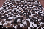 Modern Design Premium Cowhide Leather Carpet with Chevron Pattern, Area Rug (Brown/White-1, 3x10)