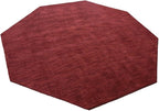 Hand Knotted Loom Wool ECO-Friendly Area Rugs - 10'x10', Octagon, Dark Red Color, Solid Plain Design, High Pile Handmade Anti Skid Area Rugs for Living Room, Bed Room (L00111)