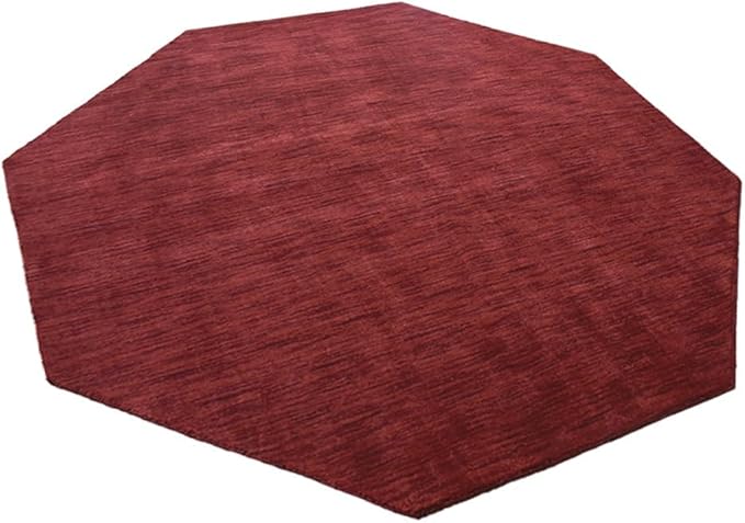 Hand Knotted Loom Wool ECO-Friendly Area Rugs - 10'x10', Octagon, Dark Red Color, Solid Plain Design, High Pile Handmade Anti Skid Area Rugs for Living Room, Bed Room (L00111)