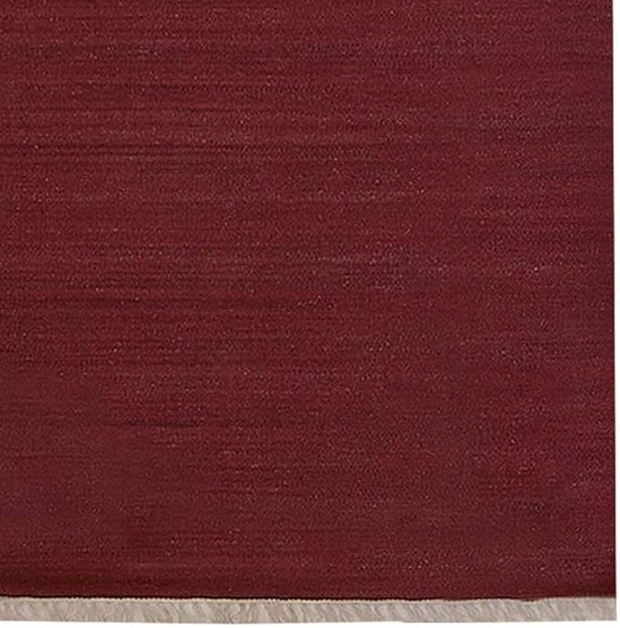 Rugsotic Carpets Hand Woven Flat Weave Kilim Wool ECO-Friendly Area Rugs - 3'x13', Runner Shape, Dark Red Color, Solid Plain Design, Low Pile Handmade Rugs for Living Room, Bed Room (D00111)