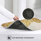 Floral Border Bath Mats for Bathroom Vintage Gold Flower Border Retro Victorian Style Pattern Floor Bath Rugs Machine Washable Bathmat Carpet Rug Room Decor for Shower Floor 20 X 31 Inch Mat