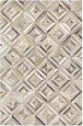 Premium Diamond Patterned Leather Area Rug - 5X8 ft - Grey - Luxury Non Slip Floor Accent for Dining Room, Living Room, Entryway, Elegant Collection Indoor Carpet