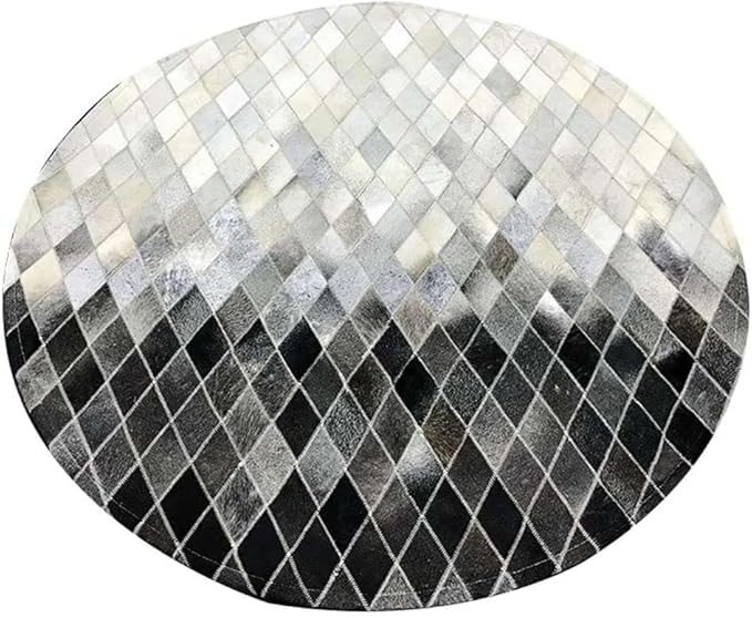 Round Area Rug – Modern Geometric Diamond Pattern Carpet for Living Room, Bedroom, Nursery, Office & Home Décor – Soft Anti-Slip Indoor Floor Mat - (Grey, 7×7ft)