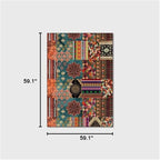Vintage Boho Area Rugs Multicolor Ethnic Style Geometric Splicing Carpets Bedroom Living Room Kitchen Floor Mats Indoor Outdoor Non-Shedding Runner Rug Home Décor Carpet 5' X 5'