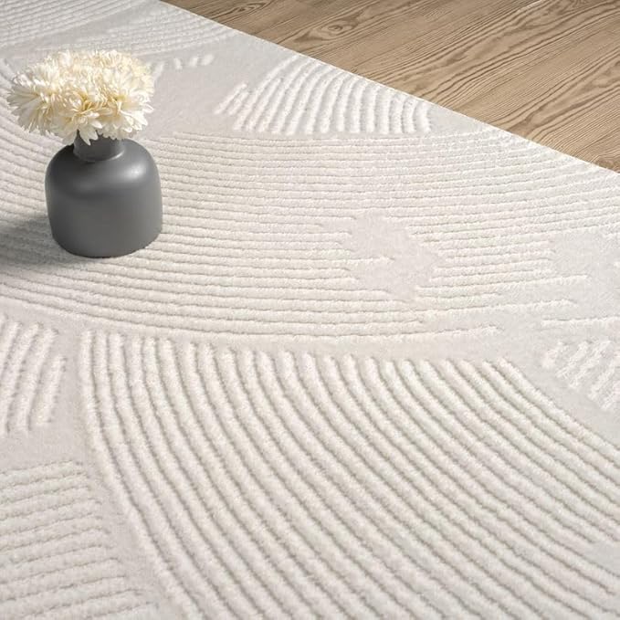 Abani Zen 5' x 8' Cream Rug – Neutral Brush Stroke Sandbrush Design, Soft Area Rug for Living Room & Bedroom, Durable & Easy to Clean