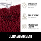 GORILLA GRIP Plush Absorbent Shaggy Chenille Bath Rug Mat for Oval Toilet Base with Rubber Backing, Machine Washable Rugs, Soft Microfiber Contour Mats for Toilets, Bathroom Decor, Burgundy