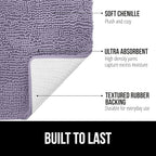 GORILLA GRIP Bath Rug Mat 44x26 Thick Soft Absorbent Chenille, Quick Dry Microfiber Mats, Rubber Backing Washable Shower Floor Rugs, Bathmat Runner Bathroom Home Decor Accessories Light Purple