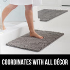 GORILLA GRIP Bath Rug Mat 60x24, Thick Soft Absorbent Chenille, Quick Dry Microfiber Mats, Rubber Backing Washable Shower Floor Rugs, Bathmat Runner, US Designed Bathroom Home Decor Accessories Grey