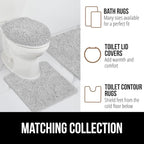 GORILLA GRIP Plush Absorbent Shaggy Chenille Bath Rug Mat for Square Toilet Base with Rubber Backing, Machine Washable Rugs, Soft Microfiber Contour Mats for Toilets, Bathroom Decor, Lt Gray