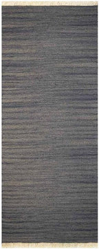 Rugsotic Carpets Hand Woven Flat Weave Kilim Wool ECO-Friendly Area Rugs - 3'x13', Runner Shape, Silver Color, Solid Plain Design, Low Pile Handmade Area Rugs for Living Room, Bed Room (D00111)