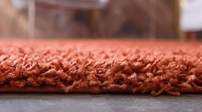Unique Loom Solid Shag Collection Area Rug (2' 6" x 19' 8" Runner, Terracotta)