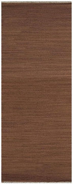 Rugsotic Carpets Hand Woven Flat Weave Kilim Wool 2'6''x6' Runner Area Rug Solid Light Brown D00111