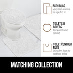 GORILLA GRIP Plush Absorbent Shaggy Chenille Bath Rug Mat for Oval Toilet Base with Rubber Backing, Machine Washable Rugs, Soft Microfiber Contour Mats for Toilets, Bathroom Decor, White