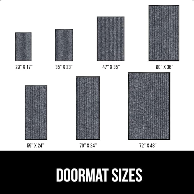 GORILLA GRIP Waterproof Traffic Guard Door Mat, 59x24, Heavy Duty Entryway Mats, Strong Rubber Back Commercial Rugs for Office Hallway, Garage Floor and Home, Low Profile Carpet Runner, Charcoal Gray