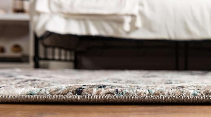 Rugs.com Lattice Frieze Collection Rug – 2' x 4' Runner Blue Multi Medium Rug Perfect for Living Rooms, Large Dining Rooms, Open Floorplans
