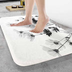 Cosmos Flowers Bath Mat for Bathroom Black and White Pattern Bath Rugs Door Mat Non Slip Rubber Backed Bathroom Floor Mat for Bathtub Sink Shower 20"X32"