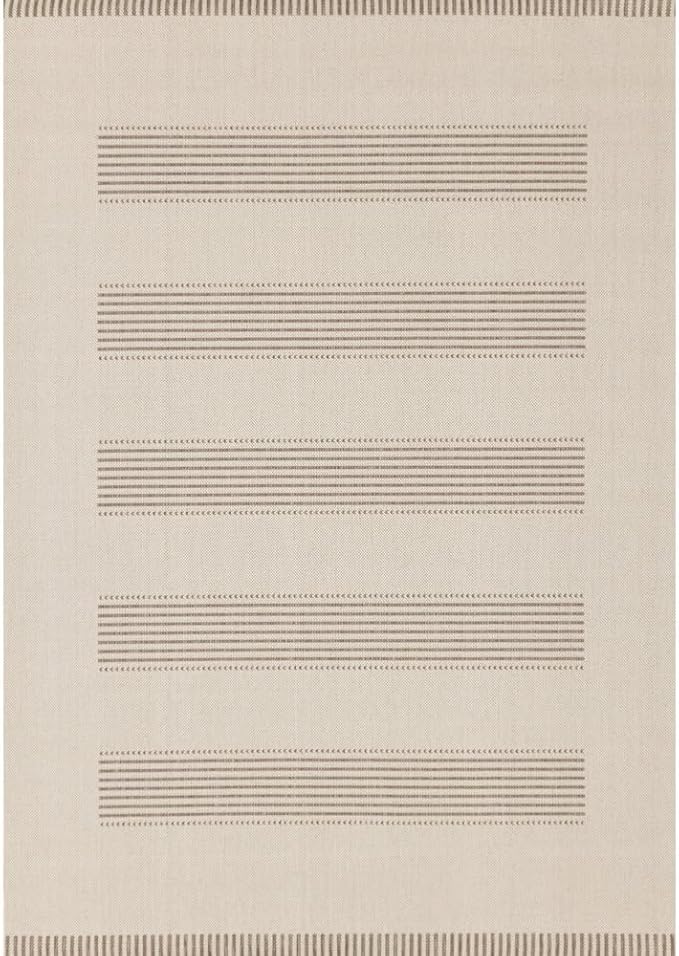 Beige Carpet for Bedroom with Striped Design, 5x7 Washable Boho Rug for Living Room or Versatile Accent to Refresh Any Room Décor