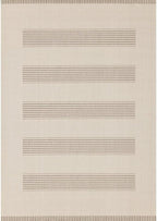 6x9 Rug with Modern Striped Pattern, Stylish Neutral Area Rug in Beige and Cream, Durable Low Pile Decorative Carpet for Living, Dining, or Bedroom