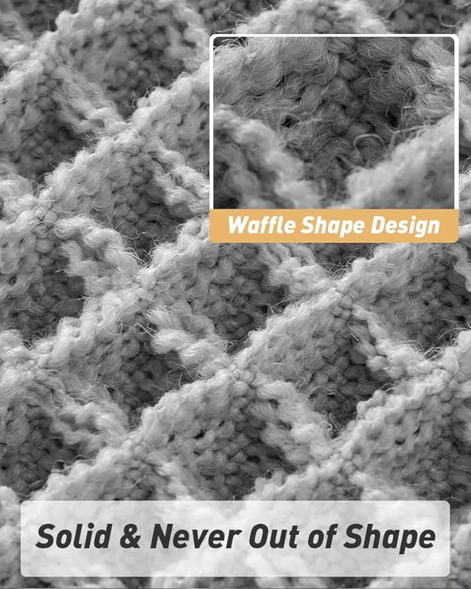 Upgraded Waffle Runner Rug Super Absorbent Non Slip Bath Mats for Bathroom Machine Washable Bathroom Runner Rug with Tassels, Ideal for Hallway Bedroom Laundry Room, Light Grey, 2'x 4'（24" x 48")