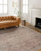 Loloi Hathaway Collection HTH-06 Blush/Multi 7'-6" x 9'-6", .25" Thick Area Rug, Soft, Durable, Printed, Modern, Low Pile, Non-Shedding, Easy Clean, Living Room Rug