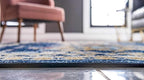 Unique Loom Taftan Collection Border Geometric Tribal Inspired Design Area Rug (4' 0 x 6' 0 Rectangular, Navy Blue/ Gold)