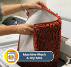 Muddy Mat® Shown on TV – Super Absorbent Microfiber Dog Door Mat for Muddy Paws, Non-Slip Washable Pet Rug, Quick Dry Chenille Entryway Carpet, Machine Washable Indoor Outdoor mat, Orange 30"x19"