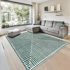 GLN Rugs Contemporary Collection - Machine Washable Area Rug, Contemporary Washable, Non Slip, Low Pile Chenille Rug, Living Room, Bedroom, Kitchen Rug (9' x 12' Beige Green)