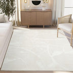 Abani Zen 4' x 6' Cream Rug – Neutral Brush Stroke Sandbrush Design, Medium Soft Area Rug for Living Room & Bedroom, Durable & Easy to Clean