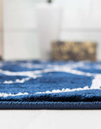 Unique Loom Glam Collection Area Rug - Trellis (4' 1' x 6' 1' Oval, Navy Blue Silver/ Silver)