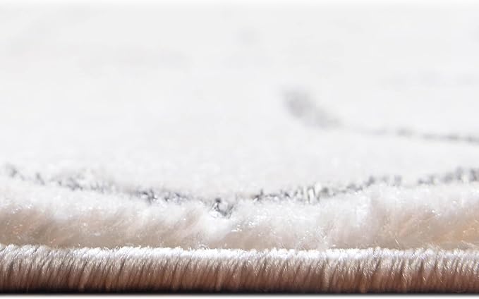 Unique Loom Glam Collection Area Rug - Trellis (3' 3" Round, White Silver/ Silver)