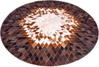 Round Area Rug – Soft and Durable Floor Mat for Living Room, Bedroom, or Entryway – Non-Slip Modern Carpet for Home Decor & Interior Styling(Tan&White 5X5)