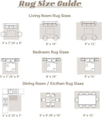 Area Rug 9x12 Washable Rug, Vintage Boho Medallion Rugs Non-Slip Soft Low Pile Large Distressed Rug Indoor Retro Carpet for Living Room Bedroom Dining Room Home Office (Brown, 9'x12')