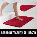 GORILLA GRIP Bath Rug Mat, Thick Soft Absorbent Chenille, Quick Dry Microfiber Mats, Rubber Backing Washable Shower Floor Rugs, US Designed Bathroom Bathmat Home Decor Accessories, 24x17, Red