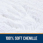 OLANLY Toilet Rugs U-Shaped 24x24, Extra Soft Absorbent Chenille Contour Bathroom Rugs for Toilet, Dry Quickly, Machine Washable, Non-Slip Bath Mat, White
