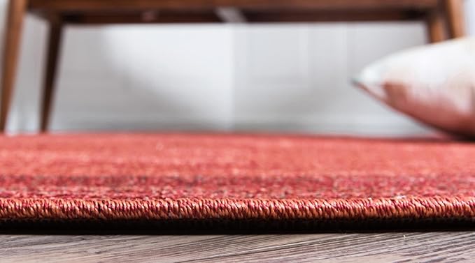 Rugs.com Angelica Collection Rug – 4 Ft Round Terracotta Medium Rug Perfect for Kitchens, Dining Rooms