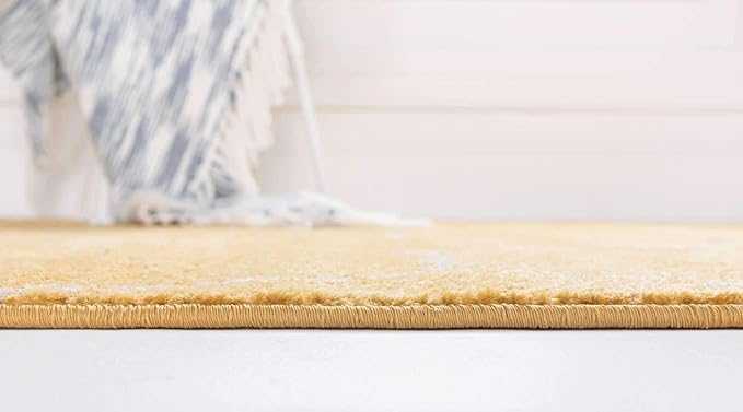 Unique Loom Trellis Frieze Collection Area Rug - Geometric (4' x 6' Oval, Yellow/ Ivory)