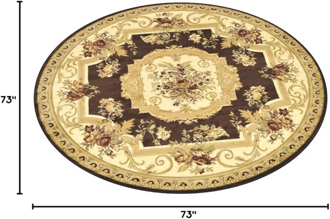 Unique Loom Versailles Collection Traditional Classic Floral Motif Area Rug (6' 0 x 6' 0 Round, Brown/ Ivory)