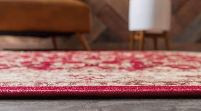 Unique Loom Sialk Hill Collection Area Rug - Washington (5' 3" x 8' Rectangle Burgundy/Cream)