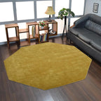 Hand Knotted Loom Wool ECO-Friendly Area Rugs - 6'x6', Octagon, Orange Color, Solid Plain Design, High Pile Thick Handmade Anti Skid Area Rugs for Living Room, Bed Room (L00111)