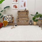 Alfa Rich 7x10 White Washable Area Rugs for Living Room Bedroom Kitchen Cotton Decor Rug