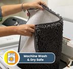 Muddy Mat® AS-SEEN-ON-TV Highly Absorbent Microfiber Door Mat and Pet Rug, Non Slip Thick Washable Area and Bath Mat Soft Chenille for Kitchen Bathroom Bedroom Indoor and Outdoor - Grey 6ft x 9ft