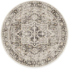 RUGGABLE Washable Vintage Area Rug – Kamran Hazel 6 ft Round, Stain-Resistant, Non-Slip – Medium Machine Washable Rugs for Living Room, Bedroom, Hallway, Entryway & Office–with Standard Pad