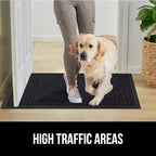 GORILLA GRIP 100% Waterproof All-Season WeatherMax Doormat, 47x35, US Designed Natural Rubber, Stain and Fade Resistant, Low Profile Indoor Outdoor Door Mats, Easy Clean Patio Mat, Midnight Maze