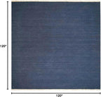 Rugsotic Carpets Hand Woven Flat Weave Kilim Wool ECO-Friendly Area Rugs - 10'x10', Square Shape, Blue Color, Solid Plain Design, Low Pile Handmade Area Rugs for Living Room, Bed Room (D00111)