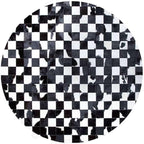 Sn Alef Home Black & White Round Rug | Checkered Floral Designer Carpet for Living Room | Handcrafted Circular Floor Mat for Home Decor & Meditation Space(7x7)