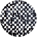 Sn Alef Home Black & White Round Rug | Checkered Floral Designer Carpet for Living Room | Handcrafted Circular Floor Mat for Home Decor & Meditation Space(5x5)