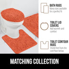 GORILLA GRIP Plush Absorbent Shaggy Chenille Bath Rug Mat for Square Toilet Base with Rubber Backing, Machine Washable Rugs, Soft Microfiber Contour Mats for Toilets, Bathroom Decor, Coral
