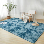 Andency 8x10 Area Rugs for Living Room, Non-Slip Fluffy Soft Large Shag Bedroom Carpet, Tie-Dyed Navy Blue Big Indoor Thick Nursery Rug for Kids Dorm Home Decor Aesthetic