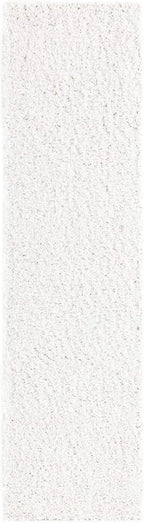 Unique Loom Davos Shag Collection Area Rug - Solid (2' 2" x 8' Runner, White/ Ivory)